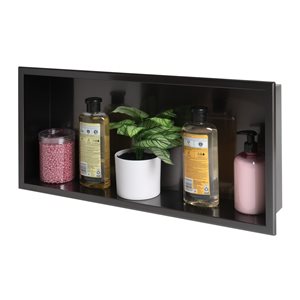 ALFI brand 24-in x 12-in Brushed Black PVD Stainless Steel Single Shelf Shower Niche