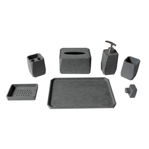 ALFI brand 7-Piece Solid Concrete Grey Matte Bathroom Accessory Set