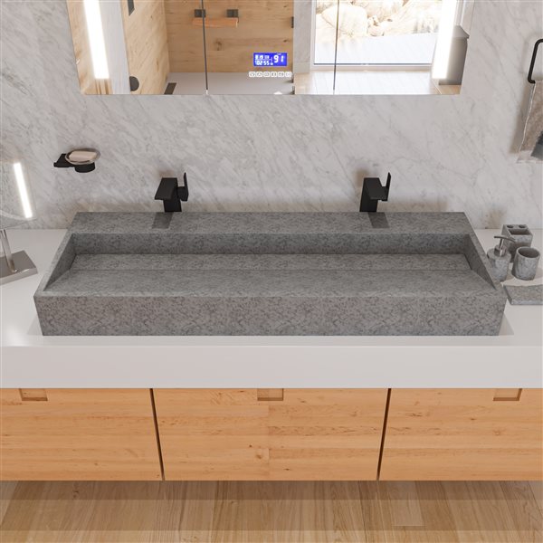 ALFI brand 48-in Solid Concrete Grey Matte Bathroom Sink