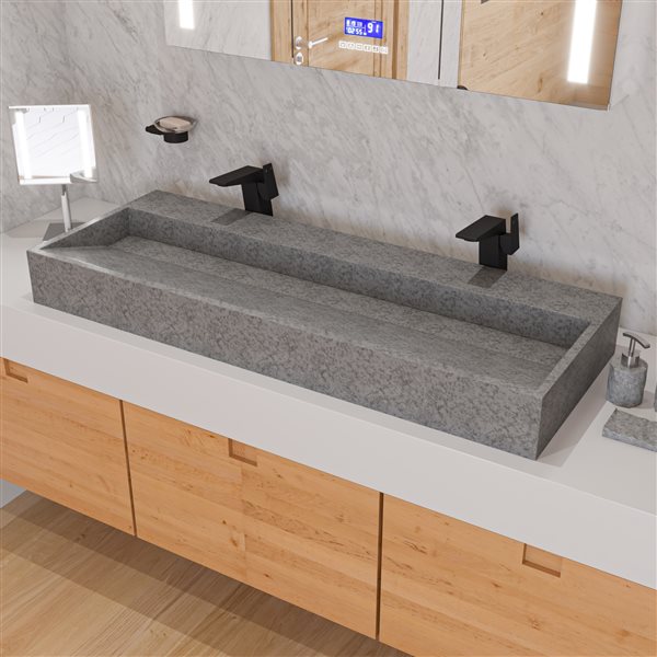 ALFI brand 48-in Solid Concrete Grey Matte Bathroom Sink