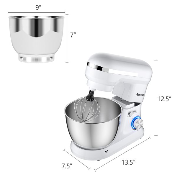 Costway 3.8 L 8-Speed White Stand Mixer EP24940US-WH | RONA