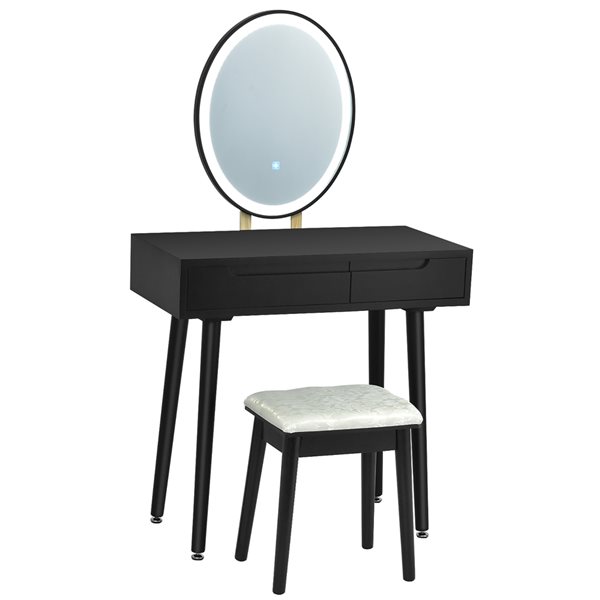 Costway 16in Black Makeup Vanity with 3 Lighting Modes HW66405USBK RONA