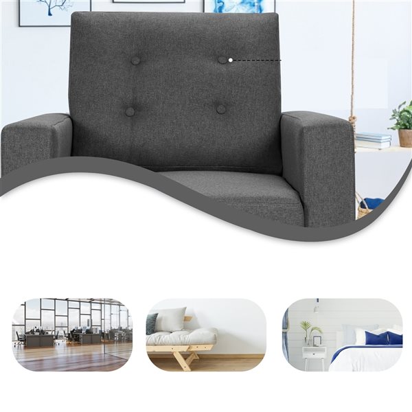 Costway Modern Grey Linen Accent Chair with 2-Side Pockets