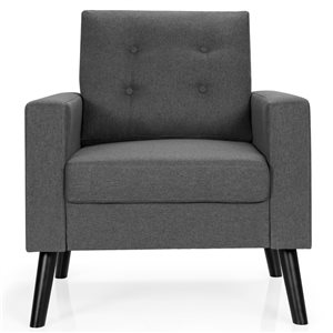 Costway Modern Grey Linen Accent Chair with 2-Side Pockets