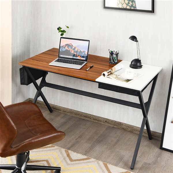 Costway 23.5-in Walnut Modern/Contemporary Computer Desk with Drawer and Storage Bag