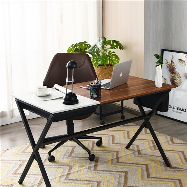 Costway 23.5-in Walnut Modern/Contemporary Computer Desk with Drawer and Storage Bag