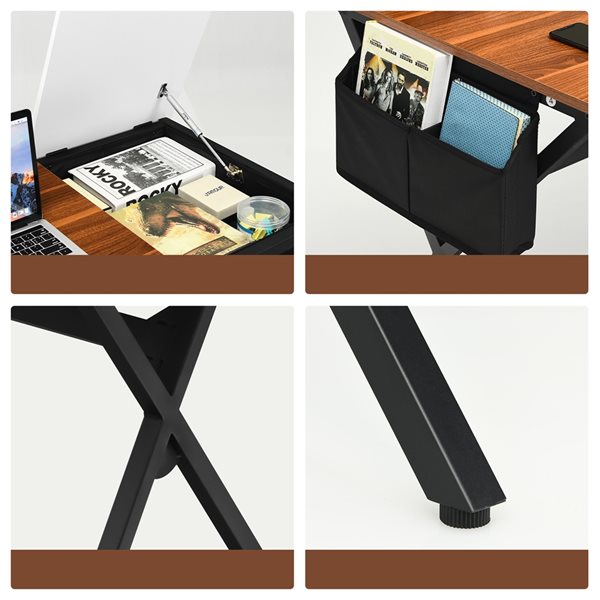 Costway 23.5-in Walnut Modern/Contemporary Computer Desk with Drawer and Storage Bag