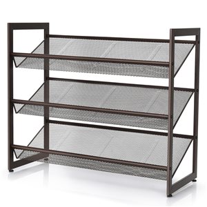 Costway 12-Pair Black Metal Shoe Rack