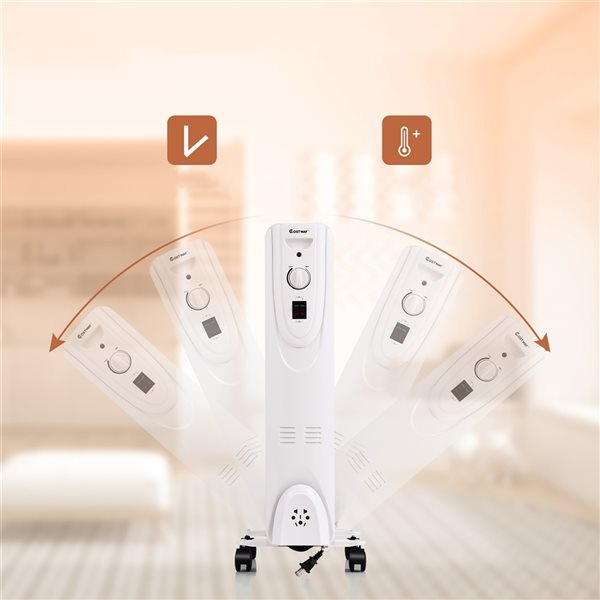 Costway 1500 W Radiant Utility Indoor Electric Space Heater Thermostat with 3 Heating Modes