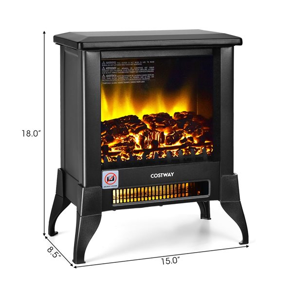 Costway 18-in Black Fan-Forced Electric Fireplace