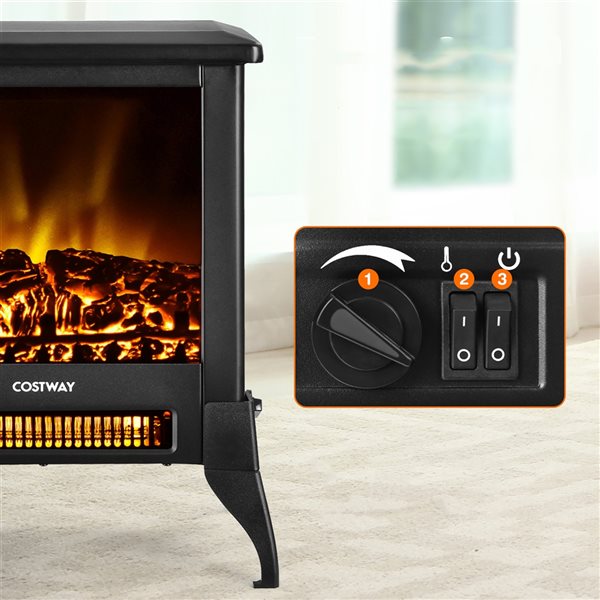 Costway 18-in Black Fan-Forced Electric Fireplace