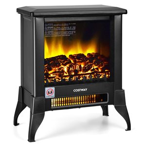 Costway 18-in Black Fan-Forced Electric Fireplace