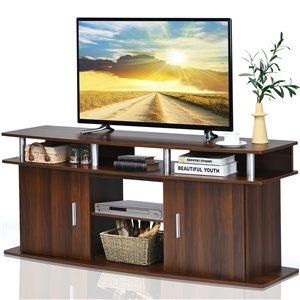 Costway Walnut Media Stand for TV's up to 70-in