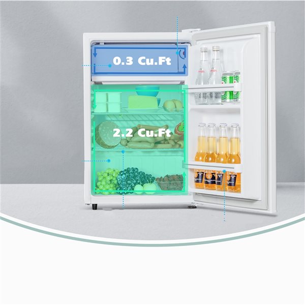 Costway 2.5-cu ft Freestanding Mini Fridge with Freezer Compartment in White