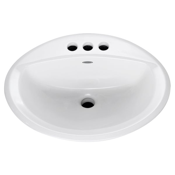 Lavabo rond à installation en surface Aqualyn en porcelaine vitrifiée blanche par American Standard (20.37 po x 17.37 po)