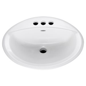 Lavabo rond à installation en surface Aqualyn en porcelaine vitrifiée blanche par American Standard (20.37 po x 17.37 po)