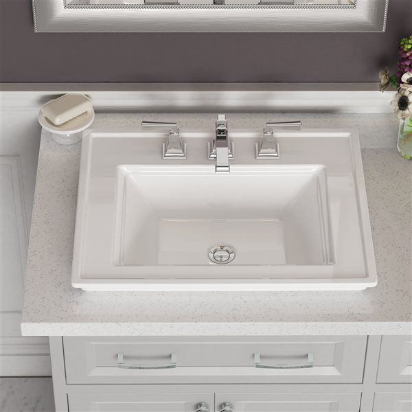 Lavabo rectangulaire à installation en surface Town Square en porcelaine blanche par American Standard (24 po x 19.06 po)