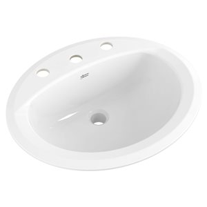 Lavabo rond à installation en surface Aqualyn en porcelaine vitrifiée blanche par American Standard (20.37 po x 17.37 po)