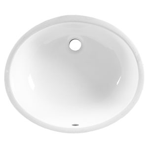 Lavabo de salle de bains rond sous-comptoir Ovalyn en porcelaine vitrifiée blanche par American Standard (16 po x 19.25 po)