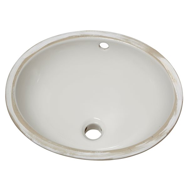 Lavabo de salle de bains rond sous-comptoir Ovalyn en porcelaine vitrifiée blanche par American Standard (14.12 po x 17.12 po)