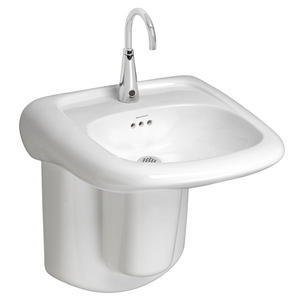 Lavabo de salle de bains rectangulaire mural Murro en porcelaine vitrifiée blanche par American Standard, 20.5 po x 21.25 po…