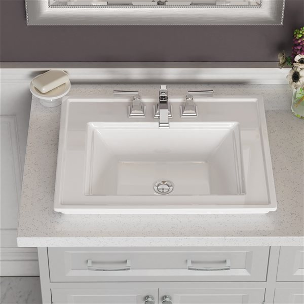 American Standard Town Square White Vitreous china Drop-in Rectangular Bathroom Sink (24-in x 19.06-in)