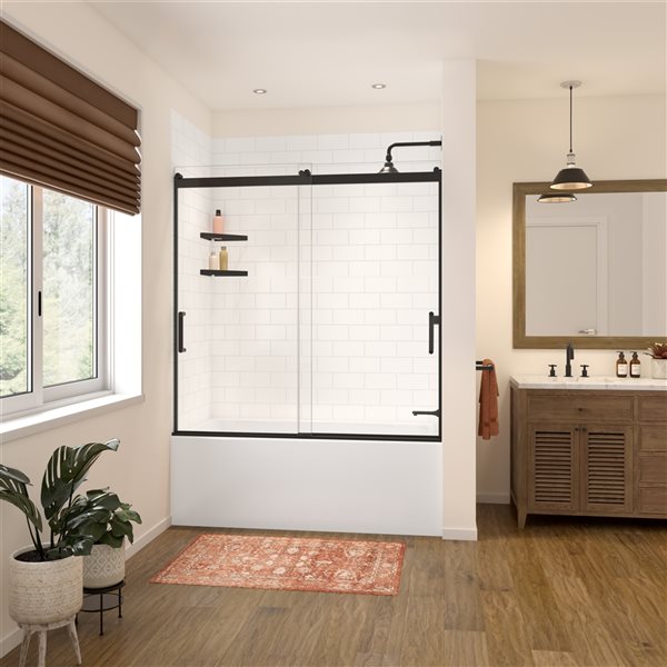 MAAX Versaline 60-in x 36-in Cut-to-Fit Alcove Shower Walls with White Subway Tile Pattern - 4-Piece