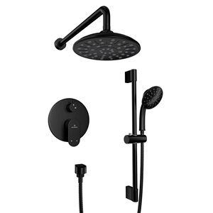 Mondawe Matte Black Built-in Shower System with Hand Shower