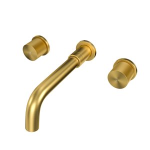 Mondawe Brushed Gold 2-Handle Wall-Mounted Bathroom Sink Faucet