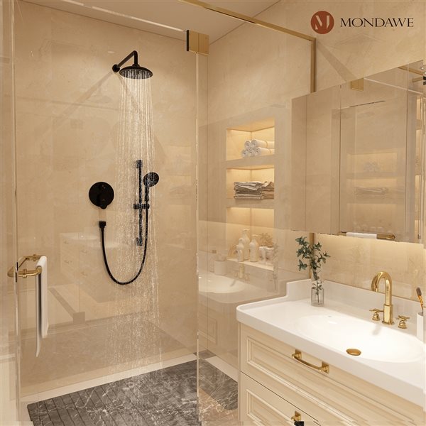 Mondawe Oil Rubbed Bronze Built-in Shower Head with Hand Shower Combo