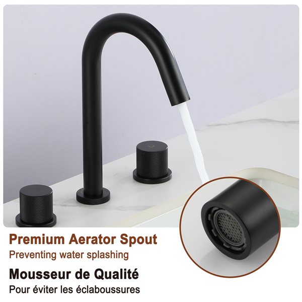 Mondawe Matte Black 2-Handle Widespread Bathroom Faucet