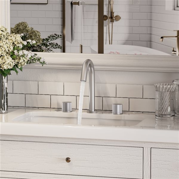 Mondawe Brushed Nickel 2-Handle Widespread Bathroom Faucet