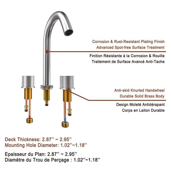 Mondawe Brushed Nickel 2-Handle Widespread Bathroom Faucet