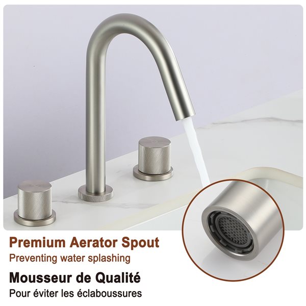Mondawe Brushed Nickel 2-Handle Widespread Bathroom Faucet