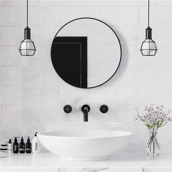 Mondawe Matte Black 2-Handle Wall-Mounted Bathroom Sink Faucet