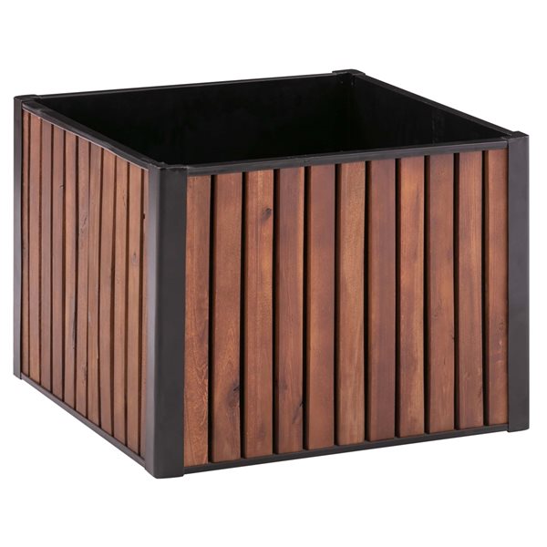 Grapevine 17.7-in x 23.6-in Natural Wood and Metal Planter