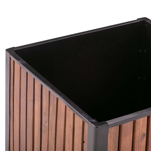 Grapevine 17.7-in x 23.6-in Natural Wood and Metal Planter