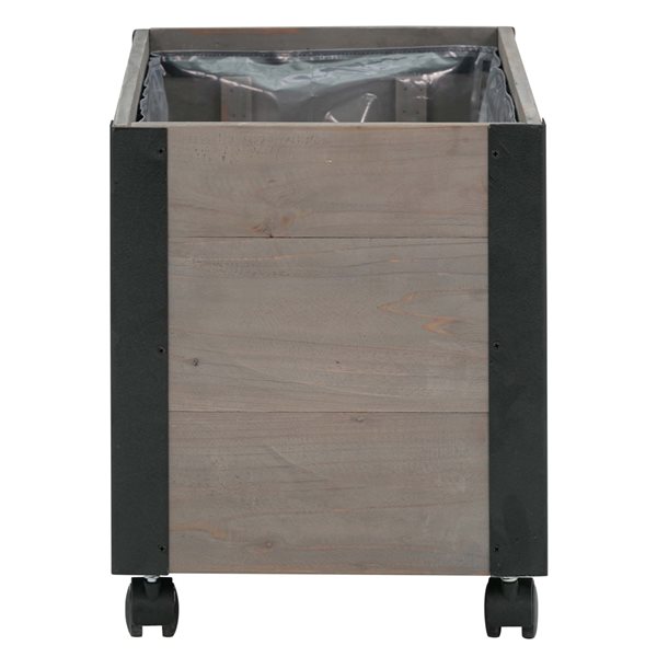 Grapevine 12.6-in x 24-in x 15-in Grey Recycled Wood Planter with Casters