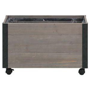 Grapevine 12.6-in x 24-in x 15-in Grey Recycled Wood Planter with Casters