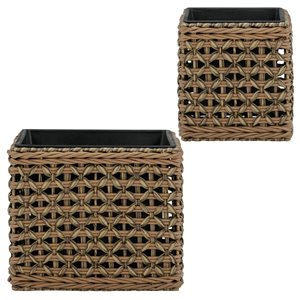 Grapevine 16.9-in x 13.8-in Brown Plastic Rattan Planter - 2-Pack