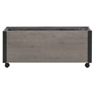 Grapevine 12.6-in x 15-in x 36-in Grey Recycled Wood Planter with Casters