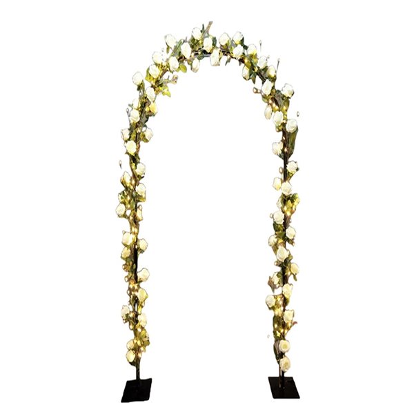Hi-Line Gift Ltd. 4.25-ft W x 7.5-ft H Rose Arch Garden Arbour with White LED Lights