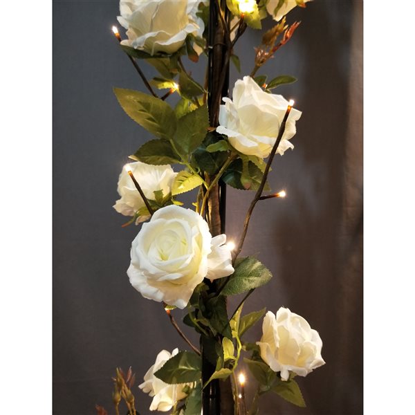 Hi-Line Gift Ltd. 4.25-ft W x 7.5-ft H Rose Arch Garden Arbour with White LED Lights