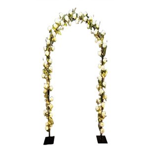 Hi-Line Gift Ltd. 4.25-ft W x 7.5-ft H Rose Arch Garden Arbour with White LED Lights