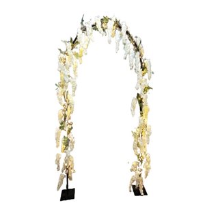 Hi-Line Gift Ltd. 4.25-ft W x 7.5-ft H Wisteria Arch Garden Arbour with White LED Lights