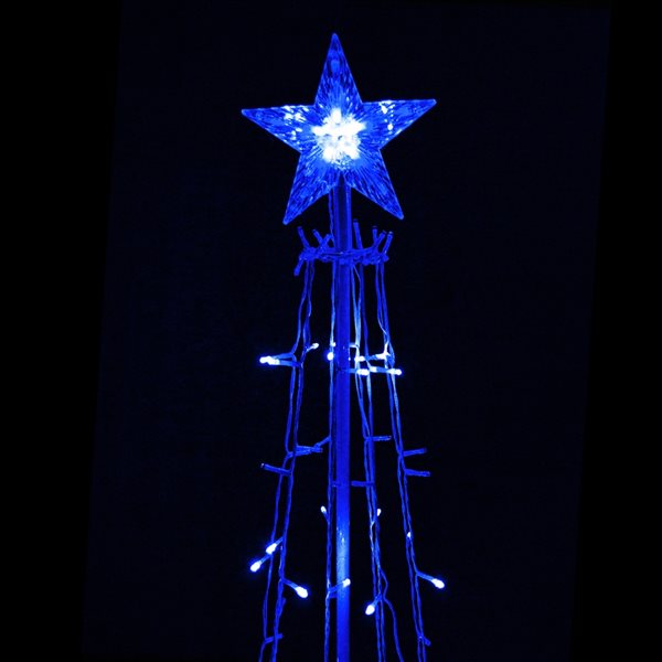 Hi-Line Gift Ltd. 63-in Freestanding Metal Decorative Tree w/ Top Star/Blue LED Lights