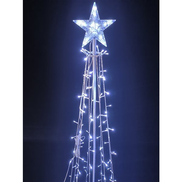 Hi-Line Gift Ltd. 65-in Freestanding Metal Decorative Tree with Top Star and Cool White LED Lights