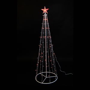 Hi-Line Gift Ltd. 63-in Freestanding Metal Decorative Tree with Top Star and Red LED Lights