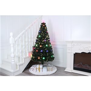 Hi-Line Gift Ltd. 5.9-ft Pre-Lit Leg Base Full Green Artificial Christmas Tree with 56 Constant Multicolour LED Lights and Stars