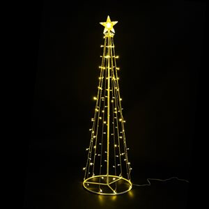 Hi-Line Gift Ltd. 65-in Freestanding Metal Decorative Tree with Top Star and Warm White LED Lights